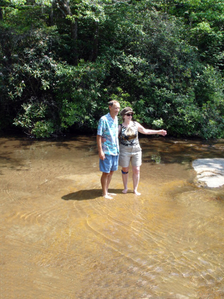 Terry Dickerson and Karen Duquette beneath Carrick Creek Falls