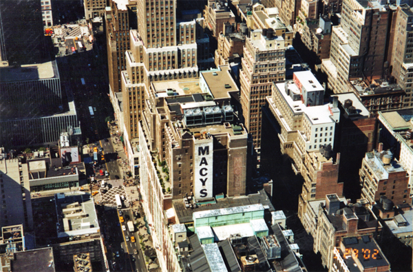 view of Macy's from the Empire State Bulding