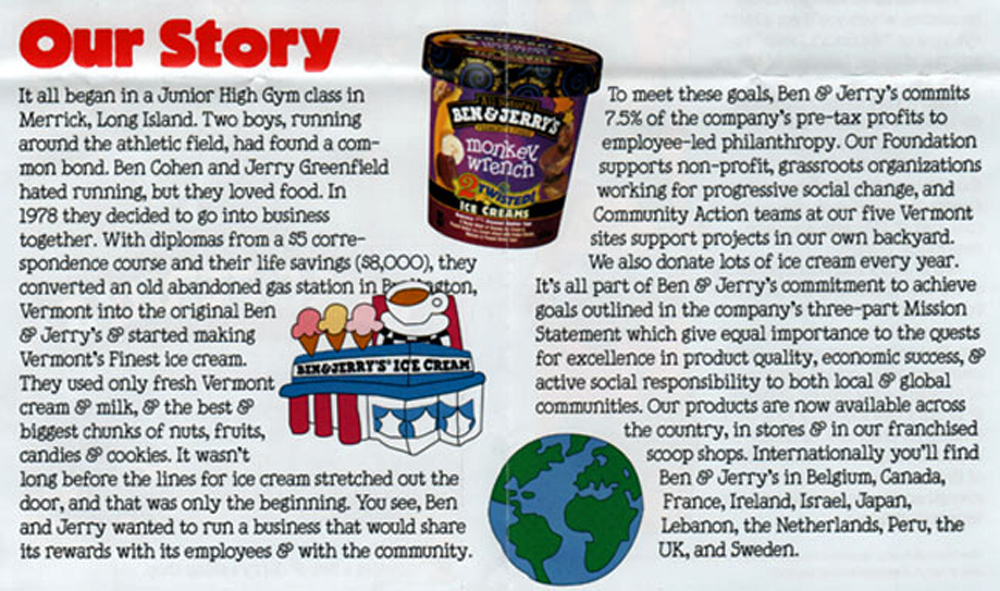 Ben and Jerry's ice cream story