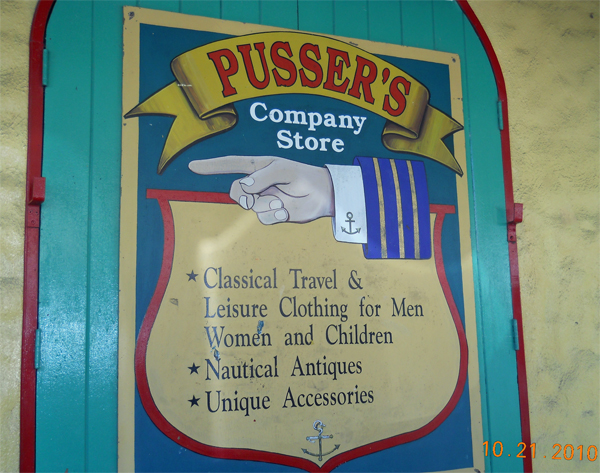 Pusser's store sign