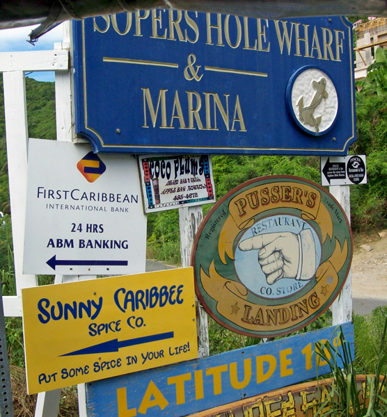 Soper's Hole Wharf sign