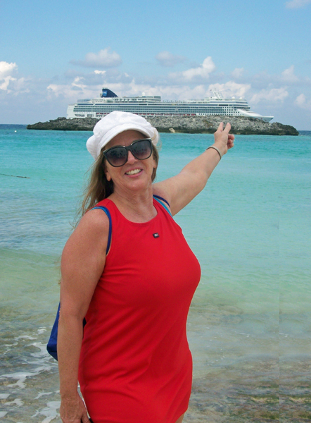 Karen Duquette and the Norwgian Pearl cruise ship