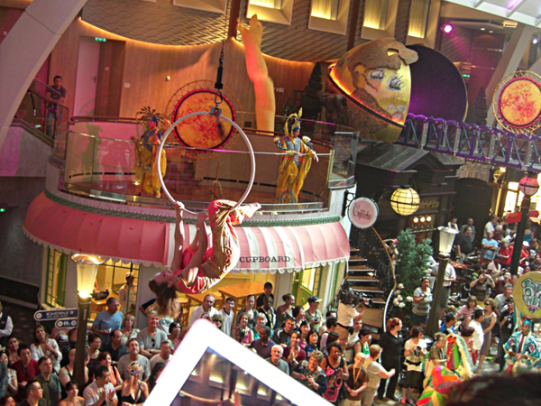 Performing acrobats high above the parade