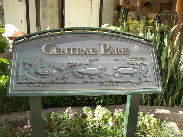 Central park layout sign