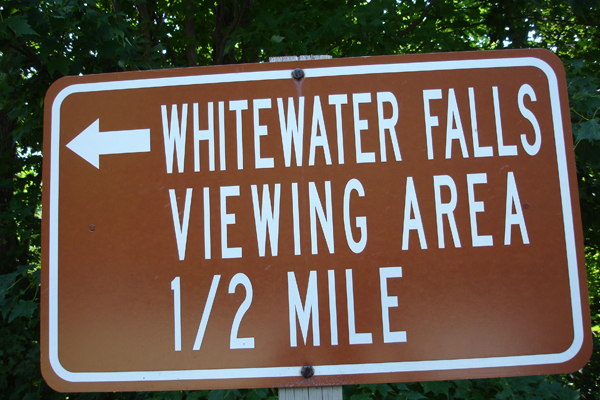 Whitewater Falls viewing area sign