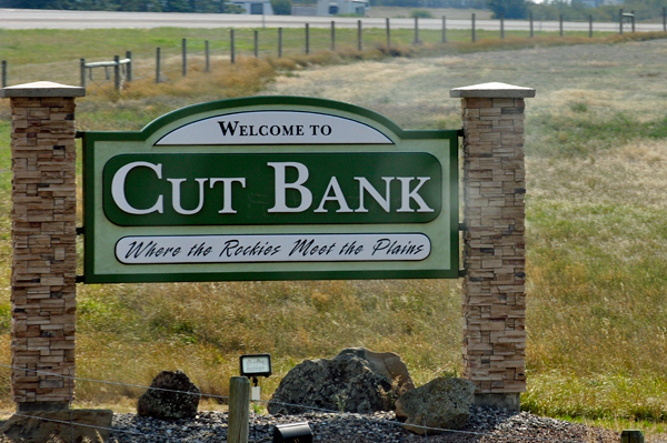 sign: Welcome to Cut Bank