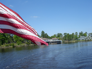 the American Flag and the water