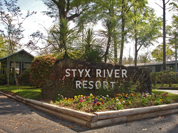 entrance to Styx River Resort