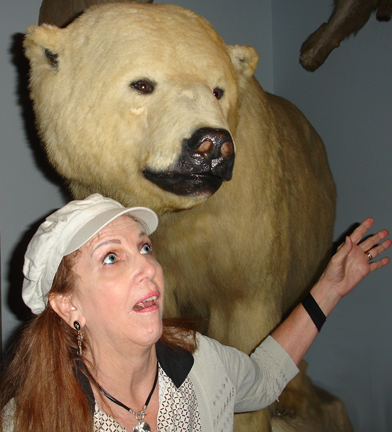 Karen Duquette and  a wildlife exhibit