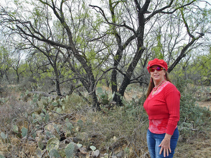 Karen hiking among the cacti