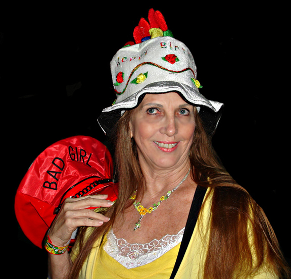 Karen Duquette and her two hats