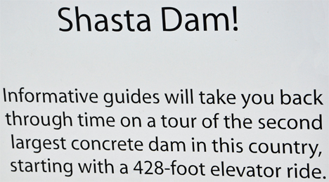 Shasta Dam elevator sign