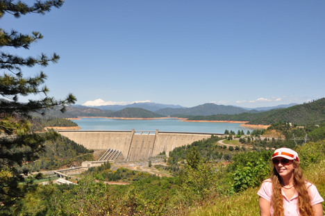 Karen Duquette and a View of Shasta Dam, Mt. Shasta & area from over-look