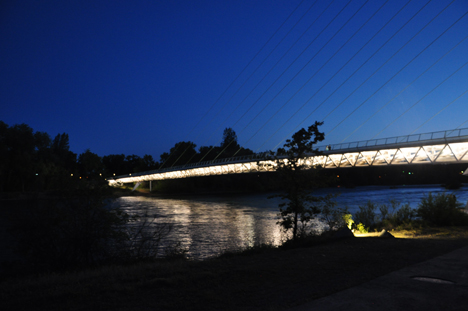 the Sundial Bridge at evening