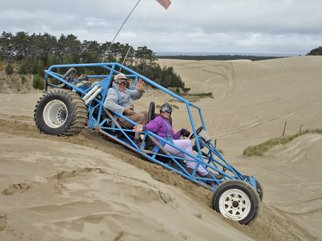 the two RV Gypsies in the dune buggy