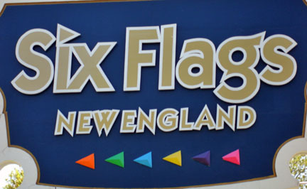 Six Flags New England sign