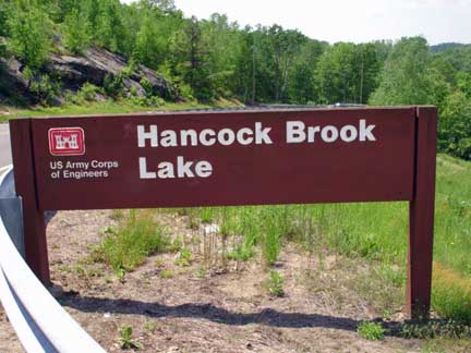 Hancock Brook Lake sign