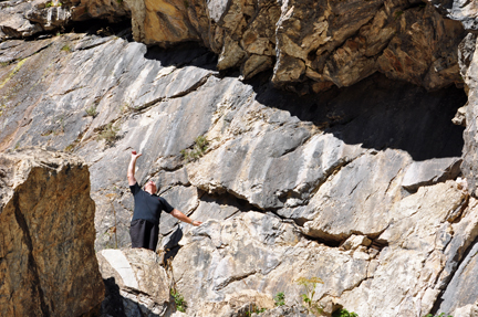 Lee climbing the rocks