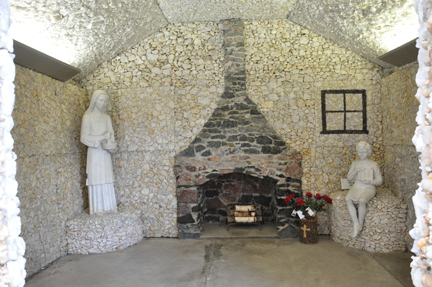 fireplace and statues