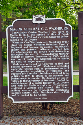 sign about Major General C.C. Washburn
