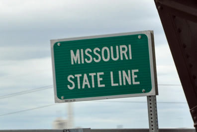 sign on bridge - Missouri State Line