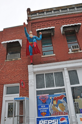Superman jumping off building