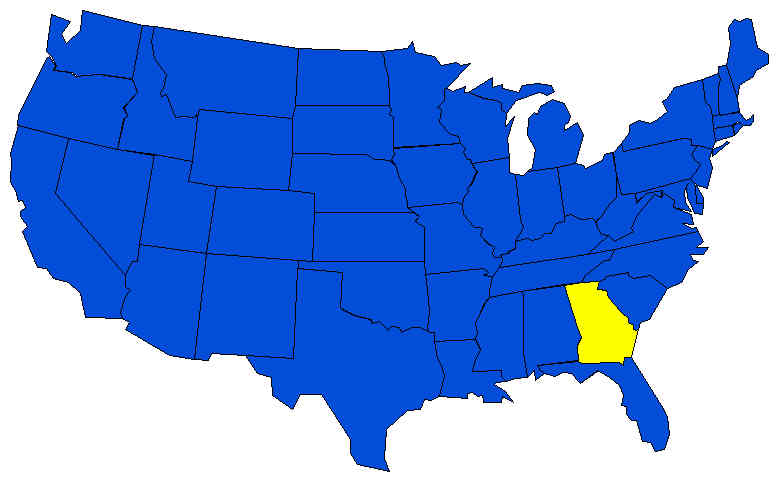 map of USA showing location of the state of Georgia