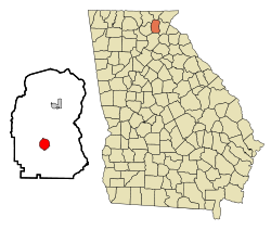 map of Georgia showing location of Cleveland and Helen