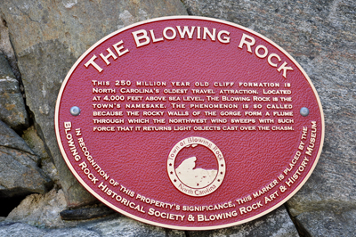 sign about The Blowing Rock