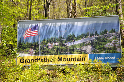 roadside billboard for Grandfather Mountain