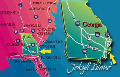 map showing where Jekyll Island is located