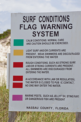 sign explaining surf conditions