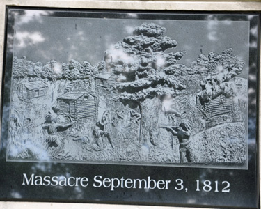 close up of the plaque on the Pigeon Roost monument