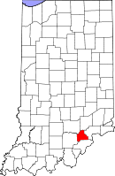 map of Indiana showing where Scott County is located