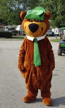 a person in a Yogi Bear outfit
