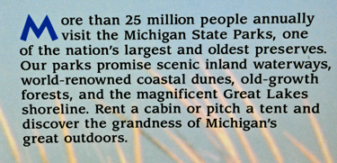 sign about Michigan State Parks
