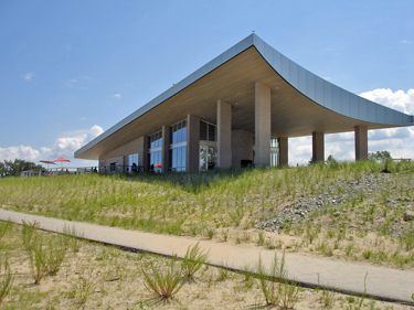 The welcome center at The Portage Lakefront & Riverwalk