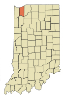 Indiana map showing where Portage Indiana is located