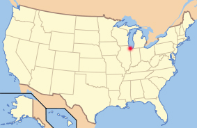 USA map showing where Indiana Dunes National Lakeshore is located
