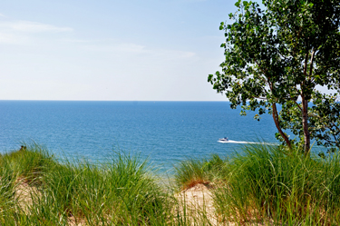 Lake Michigan and a boat