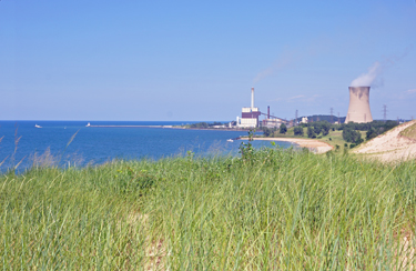 Distant view of the Michigan City Lighthouse