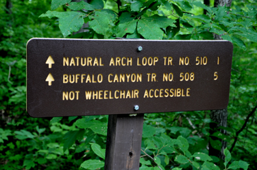 The Natural Arch trail sign