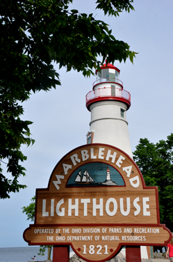 Marblehead Lighhouse and the sign