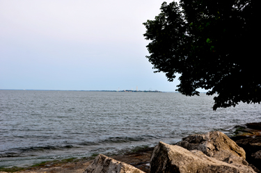 the rocks behind the Marblehead Lighhouse by Lake Erie.