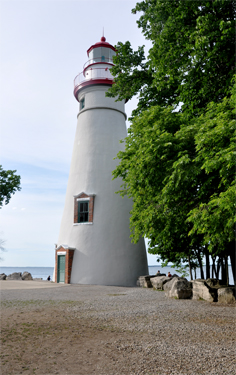 Marblehead Lighthouse as seen from the edge of Lake Erie 