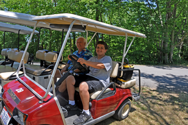 Alex drove the golf cart to the Glacial Grooves
