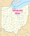 map showing location of Sandusky Ohio