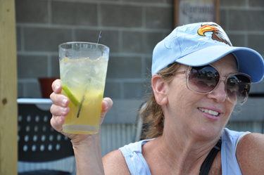 Karen Duquette enjoying a cocktail in Geneva, Ohio