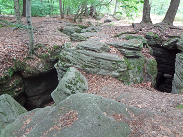 two deep crevices at Panama Rocks