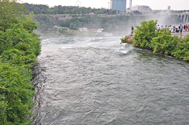 the rapids going over the falls